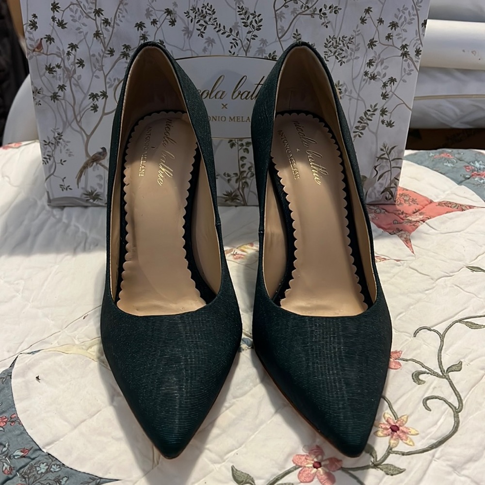 Nicola Bathie x Antonio Melani size 9.5M wintergreen CHRISTMAS pump